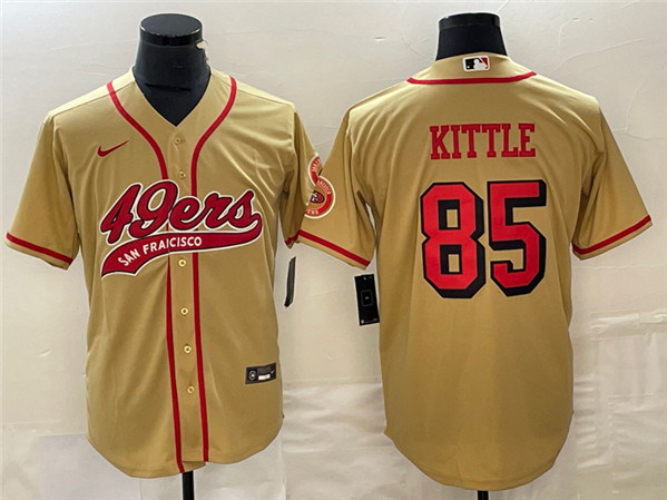 Men's San Francisco 49ers #85 George Kittle New Gold Cool Base Stitched Baseball Jersey